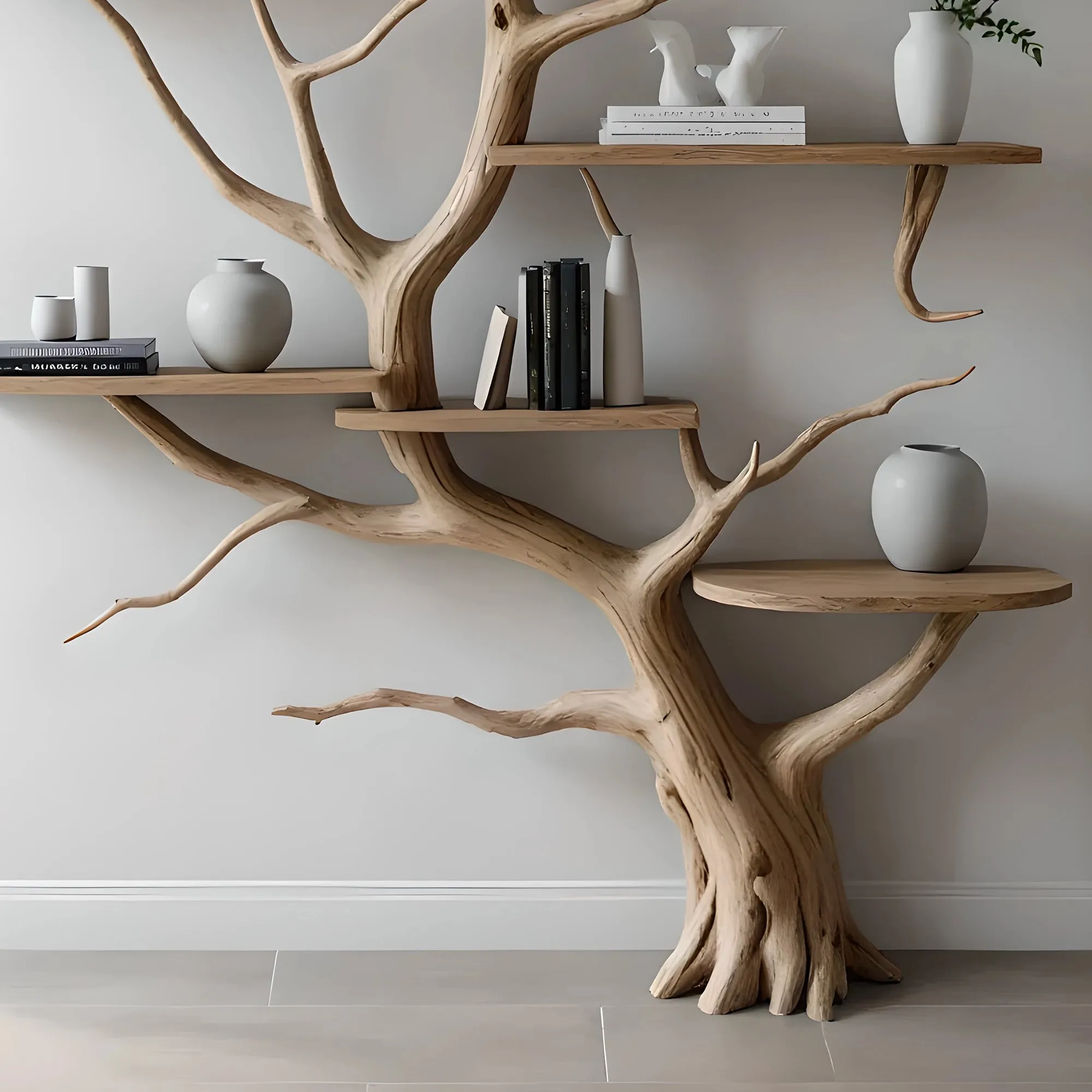 Solid Wood Tree Bookshelf A Charming Library Addition